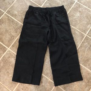 Eileen fisher black cropped linen pants/capris PL
